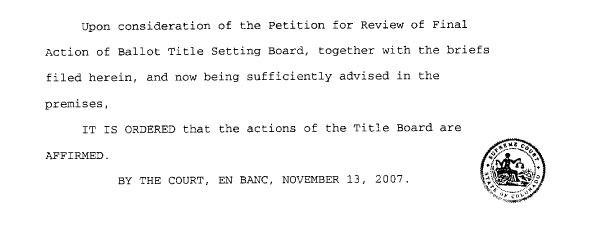Excerpt from the Colorado Supreme Court ruling