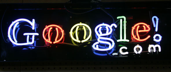 Google logo in neon lights