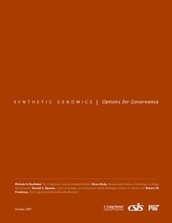 Synthetic Genomics: Options for Governance report