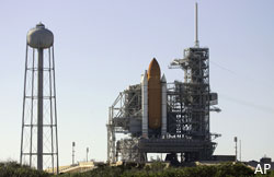 Shuttle Atlantis on launch pad