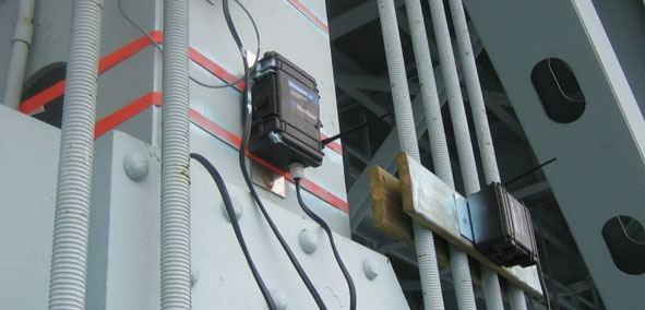 Wireless monitors on the Goldstar Bridge in Connecticut
