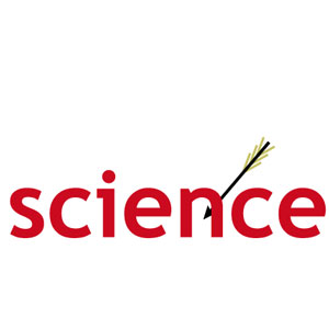 The word science with an arrow shot through it.