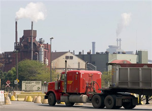 Truck entering plant
