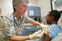 Nurse administers vaccine
