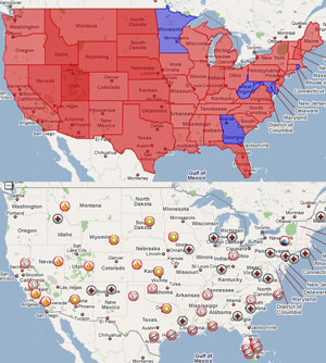 University of Richmond historical election map for 1980 and Science Progress Human Toll of Climate change map
