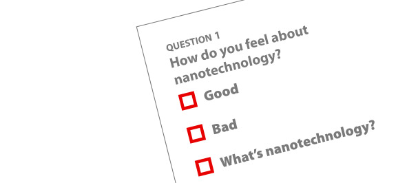 surbey reading How do you feel about nanotechnology with choices: Good, Bad, What's nanotechnology?