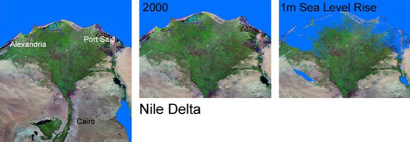 the projected impact of flooding in the Nile delta region of Egypt