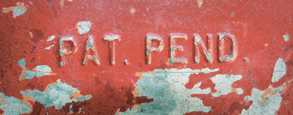 distressed sign with Pat. Pending stamp