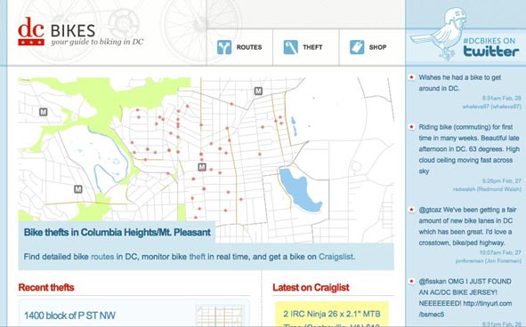 screen shot of DC Bikes site