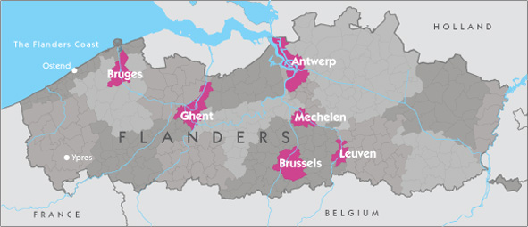 map of Flanders state in Belgium