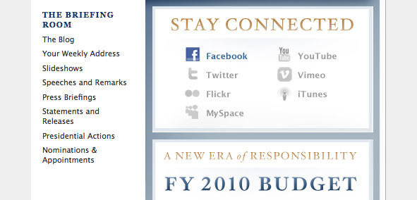 screen shot of White House Facebook page