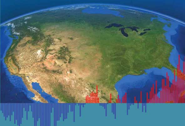 satellite image of the United State with increasing emissions graph from cover of report