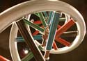 view from beneath sculpture of double helix