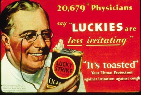 advertisement with doctor endorsing Luck Strike cigarettes