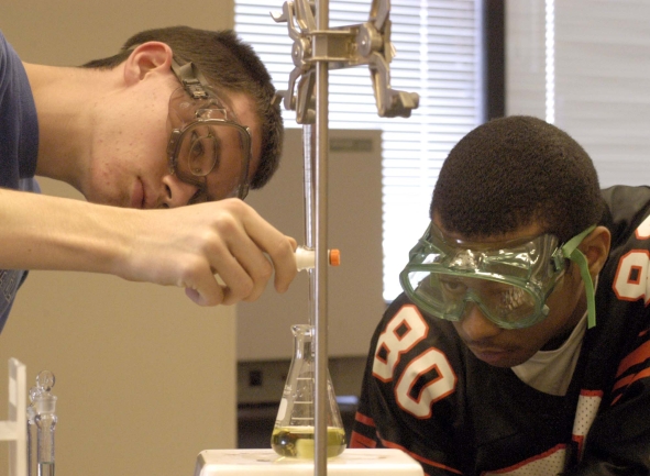 Students in chemistry class