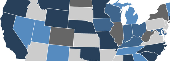 color coded map of state DNA patching policies