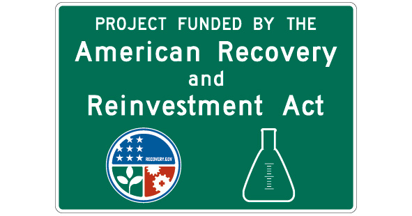 green sign with ARRA logo and beaker