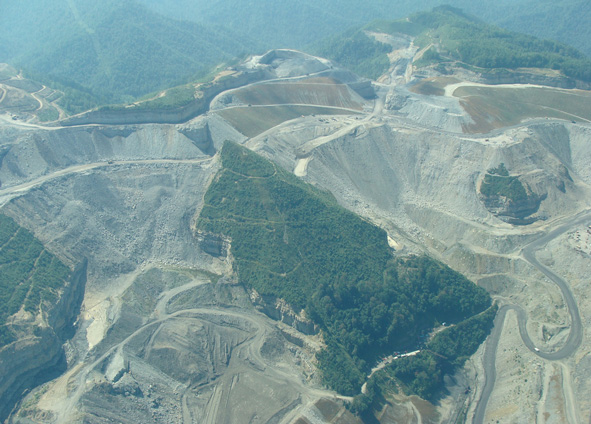 West Virginia mountaintop removal mining.
